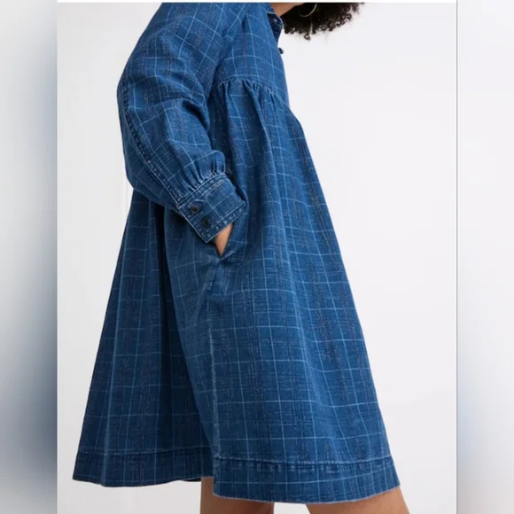 Madewell Blue Long Sleeve Dress - Picture 2 of 9